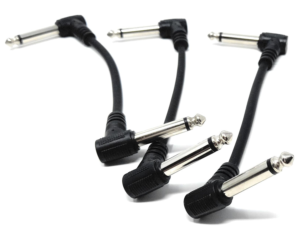 DRUT Patch Cables 6.35mm (1/4") TS Mono 90 Right Angle Jack to Jack Cable Lead, Compatible With Guitar, Bass, Acoustic, Effects Pedal, Mixer, Speaker, DJ, Music instruments
