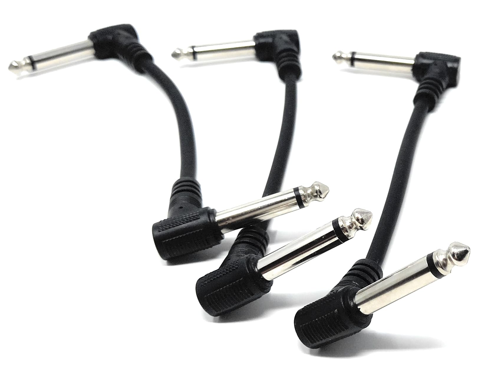 DRUT Patch Cables 6.35mm (1/4") TS Mono 90 Right Angle Jack to Jack Cable Lead, Compatible With Guitar, Bass, Acoustic, Effects Pedal, Mixer, Speaker, DJ, Music instruments