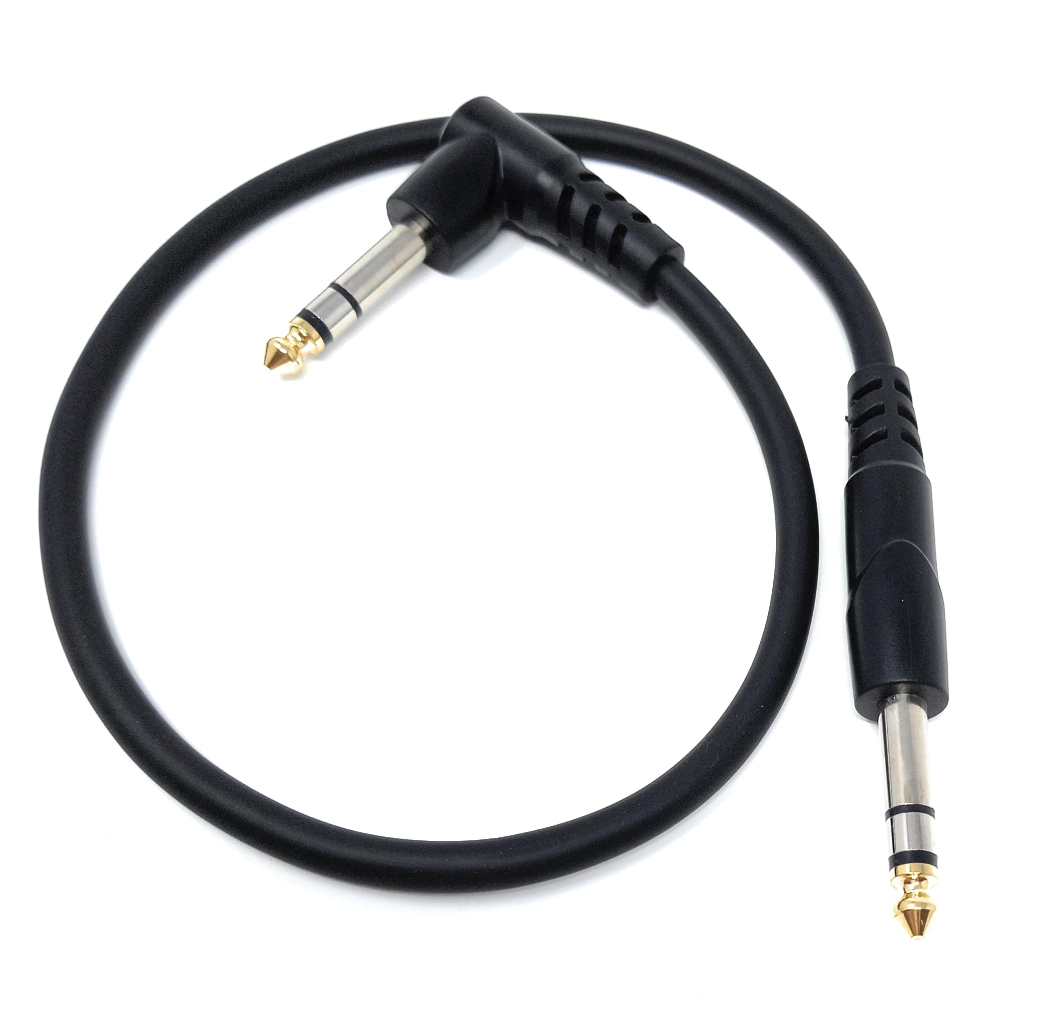 DRUT 6.35mm 1/4" Stereo TRS Male Jack to Right Angled Male Jack, Audio, Music Instrument, Flexible Cable Lead