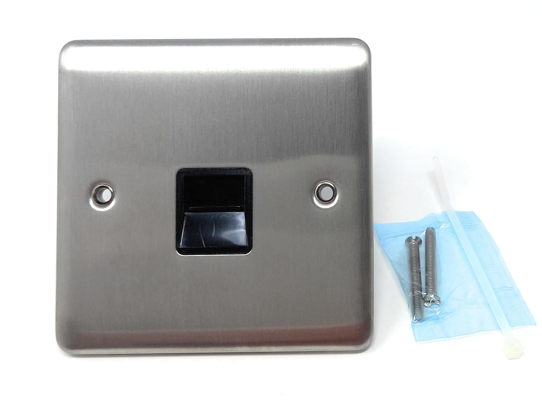 Single BT Telephone Secondary Slave Socket Faceplate, Stainless Steel Plate, Screws Included