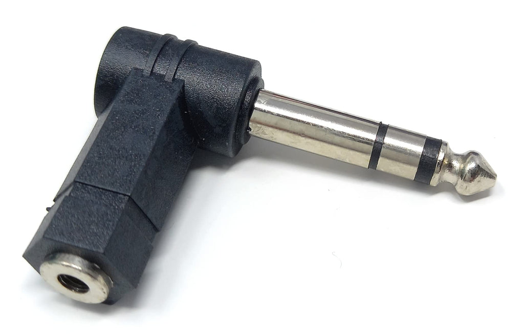 DRUT 1pcs 6.35mm STEREO Jack Plug to 3.5mm Female Socket Right Angle 90'' Cable Adapter