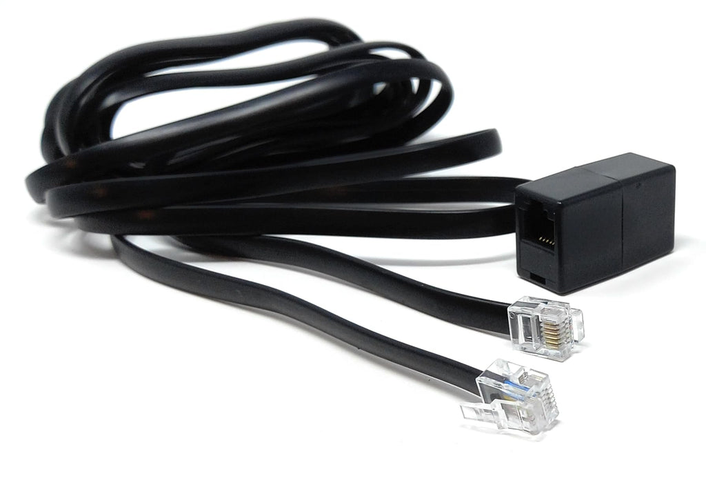 DRUT RJ12 to RJ12 (RJ11) 6-Pin Male to Male Cable with Female Coupler, Gold-Plated Connectors for BT Telephone, Broadband, and Modem Extension