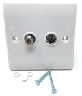 TV & Satellite Faceplate - 2 Gang Outlet with 1 TV & 1 F-Type Female Socket