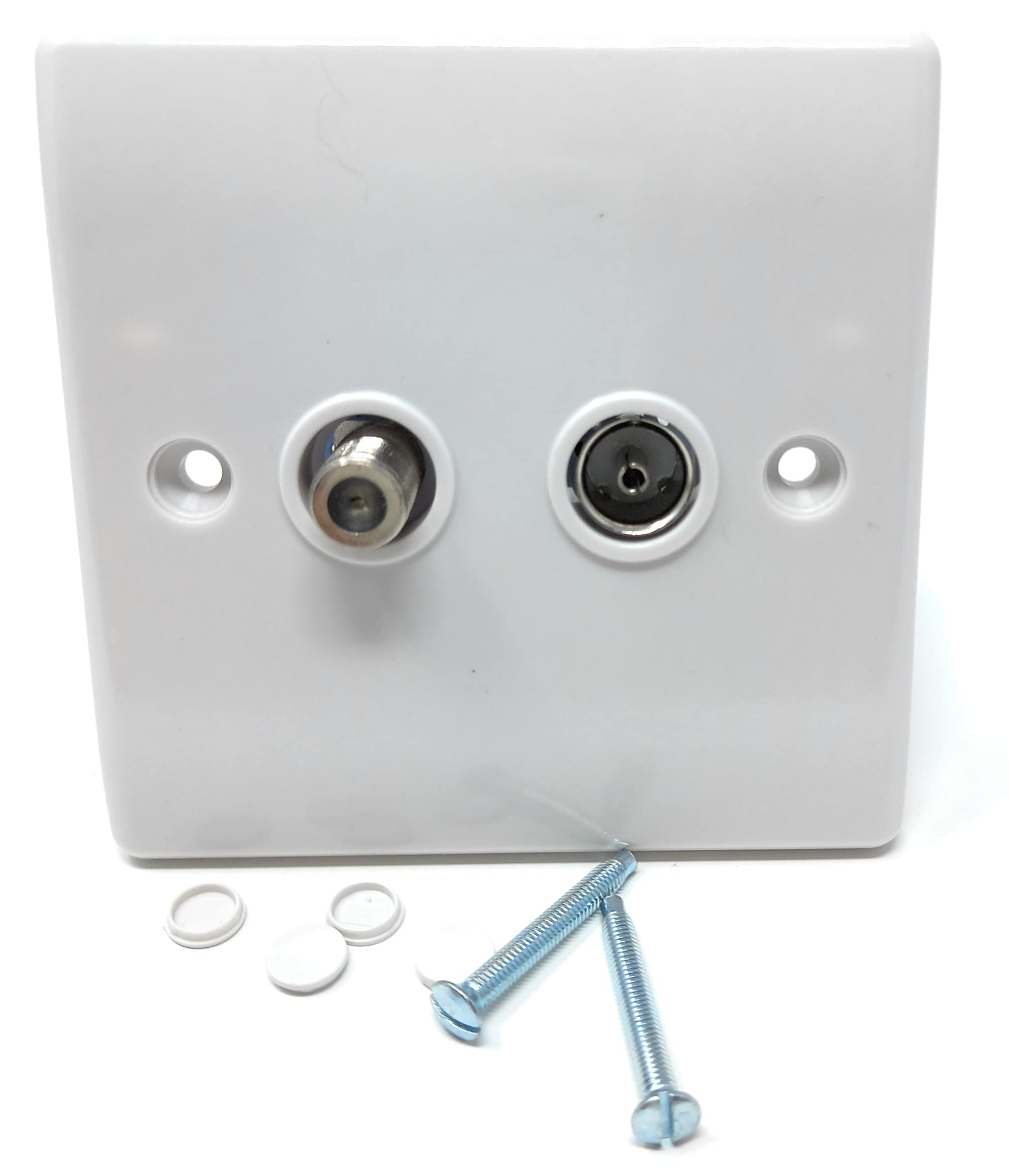 TV & Satellite Faceplate - 2 Gang Outlet with 1 TV & 1 F-Type Female Socket
