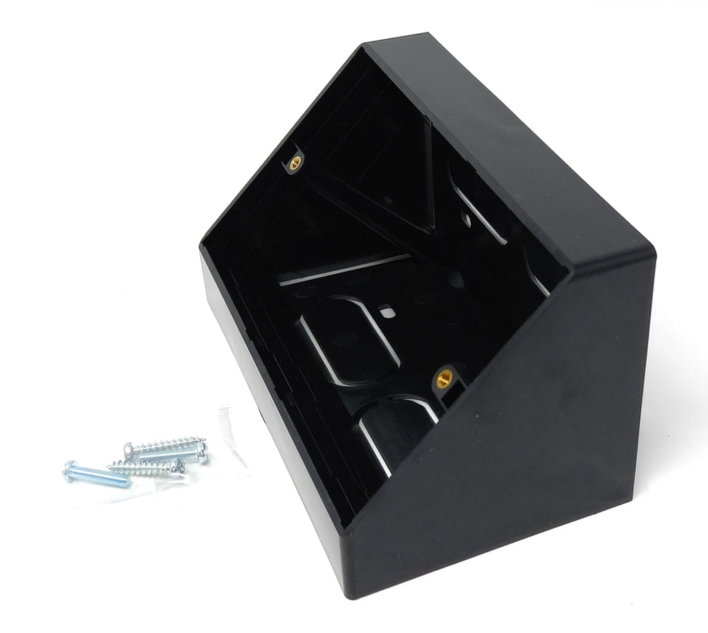Double 2-Gang Surface Mount Pattress Electrical Back Box – 45° Angled for Faceplates, Workbench Applications (146mm x 85mm)