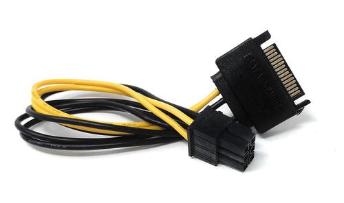 20cm SATA to 6-Pin PCIe Power Adapter Cable – 15-Pin SATA Male to 6-Pin GPU Connector for Graphics Cards, SSDs, and HDDs