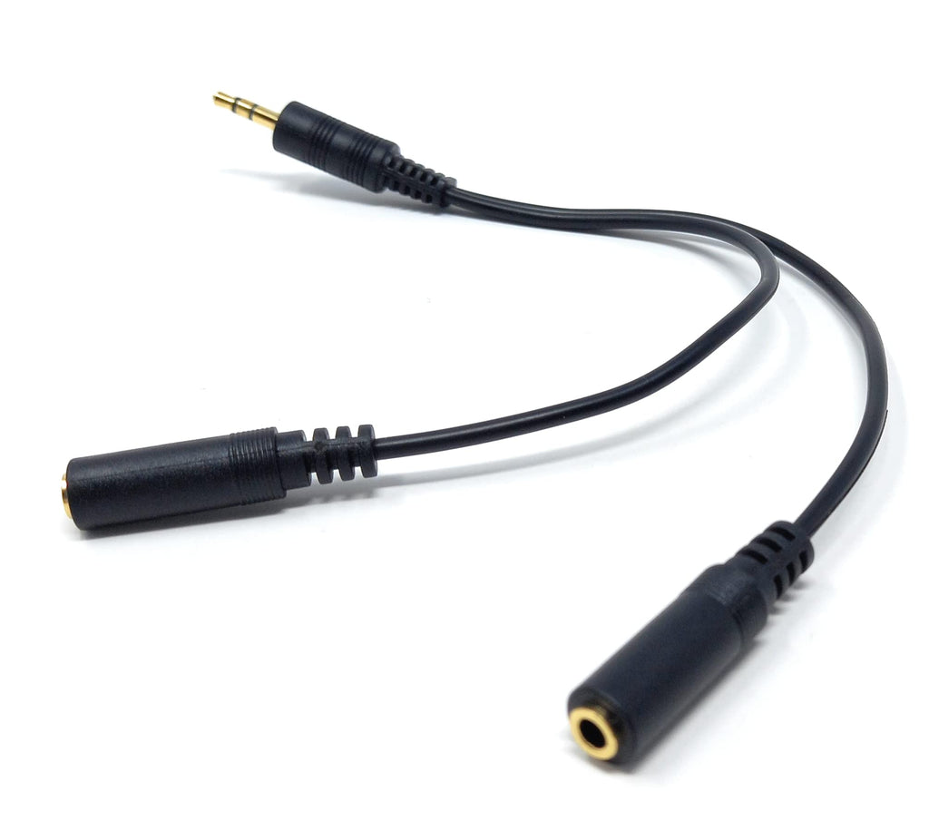 DRUT 3.5mm Jack to Socket Audio Cable Y Headphone Splitter Stereo for Microphones, Headphones Adapter for Phones, Earphones, Speakers, Tablets, PC Extension Lead Gold Plated