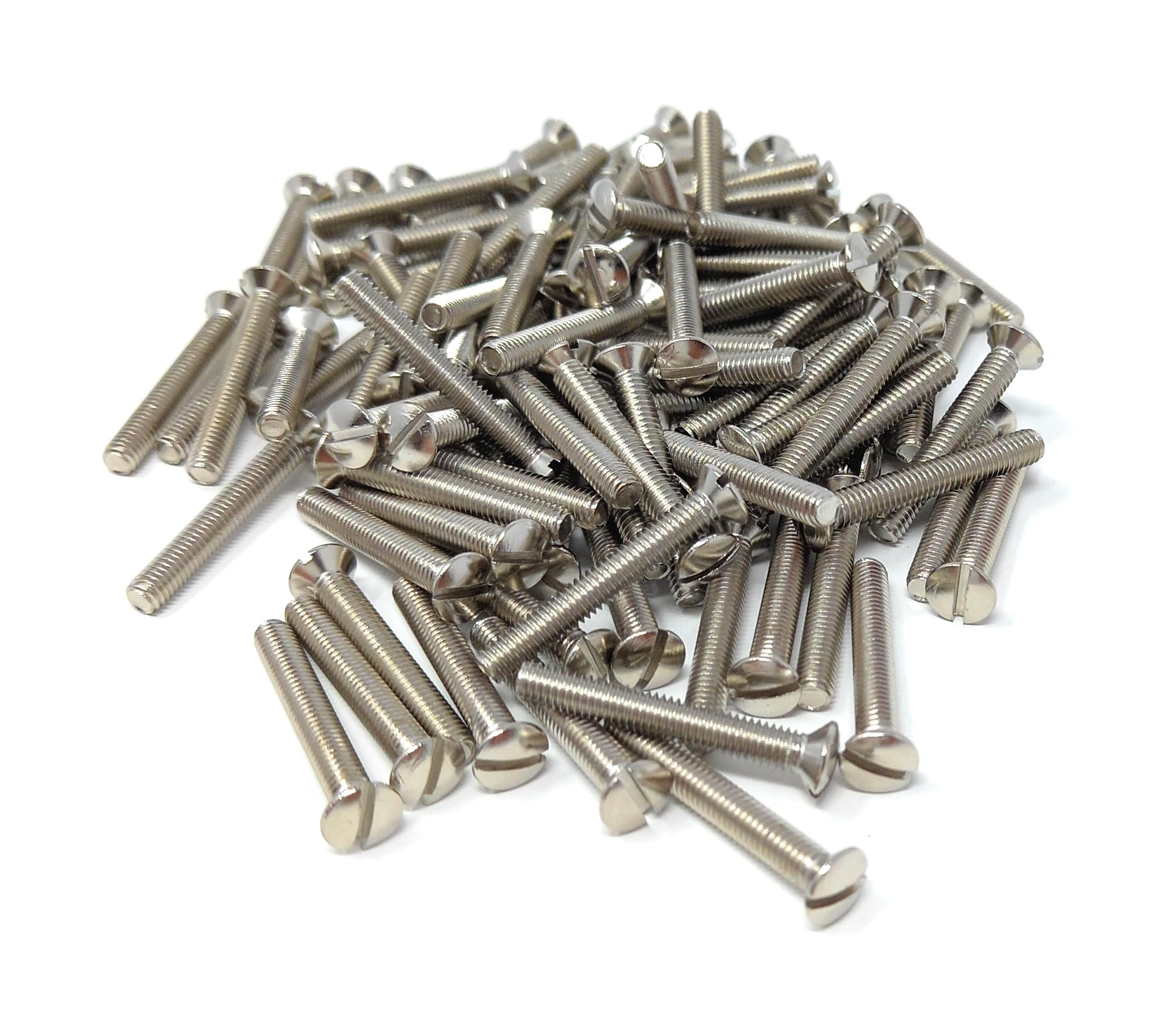 M3.5 Slotted Raised Countersunk Electrical Socket, Faceplate, Surface, Light Switch Screws, Nickel Plated