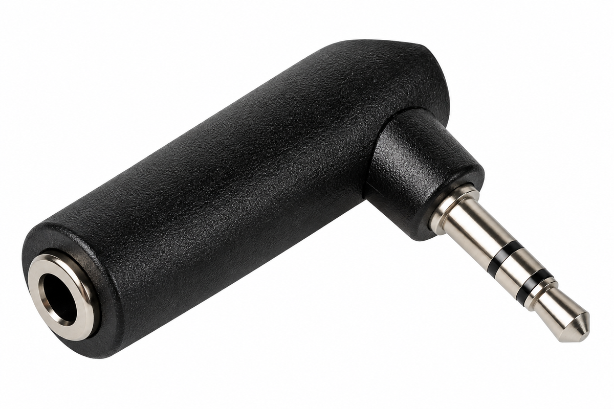 3.5mm Stereo Jack Socket to 3.5mm Stereo Jack Plug 90° Adapter