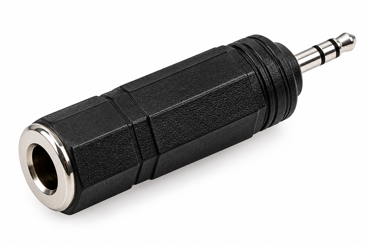 6.35mm Mono Jack Socket to 3.5mm Stereo Jack Plug Adapter