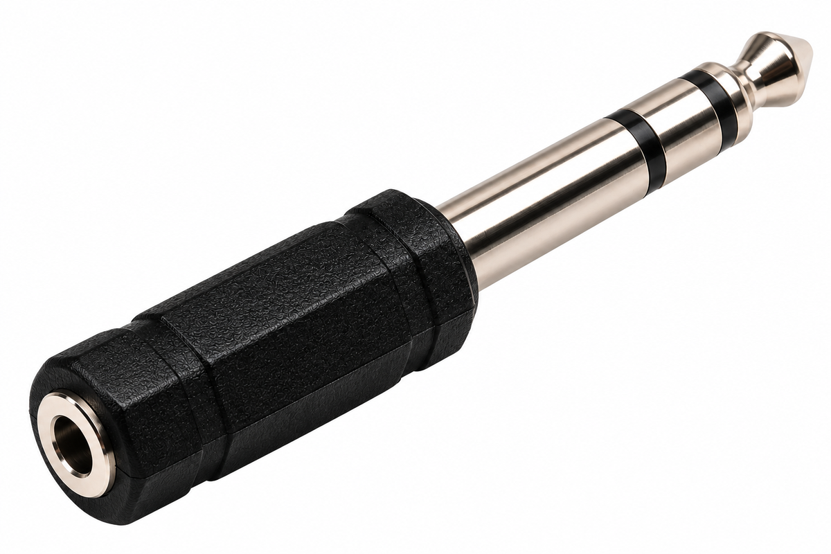 3.5mm Mono Jack Socket to 6.35mm Stereo Jack Plug Adapter