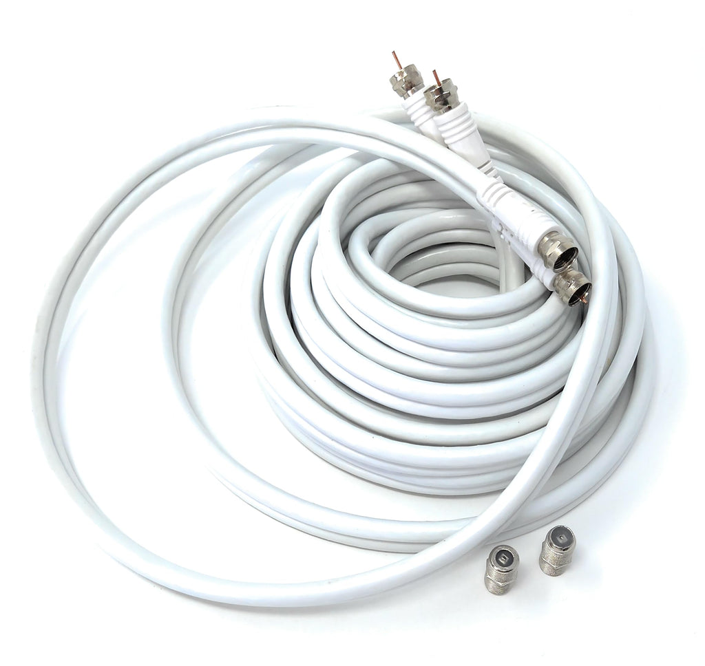 DRUT Twin Shotgun Satellite Moulded F-Type Plug to Socket RG6 Coaxial Extension Antenna Cable Lead With F-Type Couplers