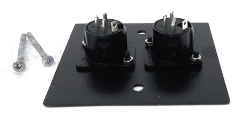 Brushed Aluminium Twin 3-Pin XLR Male D-Series Outlet Wall Faceplate – Durable Metal Plate for Audio, Amplifier, Microphone, Mixer, and Speaker Connections Cable, Screws Included