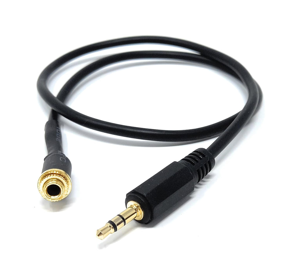 DRUT Panel Mount 3.5mm Male to Female Extension Cable Adapter – 1/8" TRS Stereo Connector with Locking Nut for Headphones, Microphones, Speakers, DJ & DIY Audio Projects