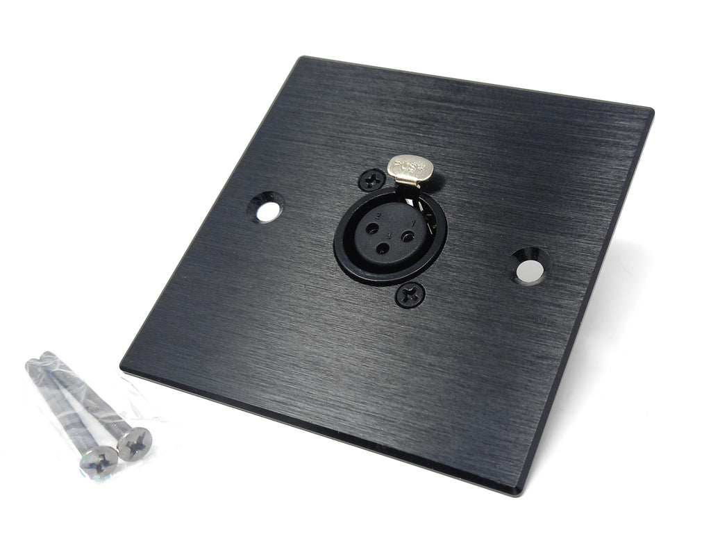 Brushed Aluminium 3-Pin XLR Female Sockets D-Series Wall Faceplate (Soldering Ends) – Durable Metal Plate for Audio, Amplifier, Microphone, Mixer & Speaker Connections – Screws Included