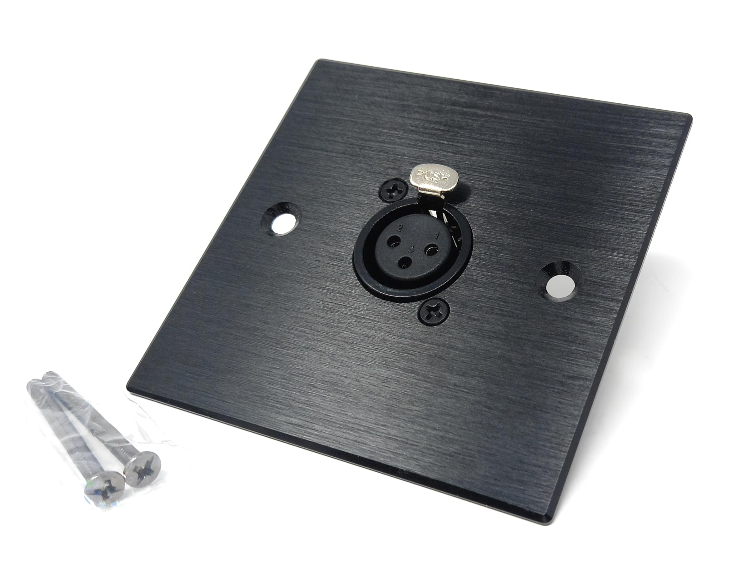 Brushed Aluminium 3-Pin XLR Female Sockets D-Series Wall Faceplate (Soldering Ends) – Durable Metal Plate for Audio, Amplifier, Microphone, Mixer & Speaker Connections – Screws Included