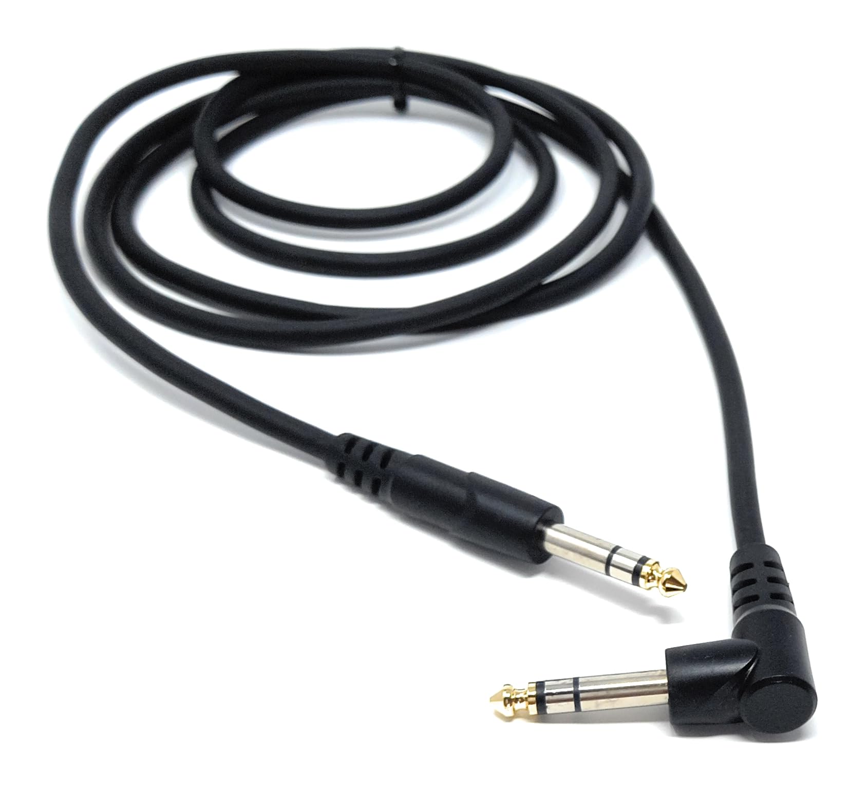 DRUT 6.35mm 1/4" Stereo TRS Male Jack to Right Angled Male Jack, Audio, Music Instrument, Flexible Cable Lead