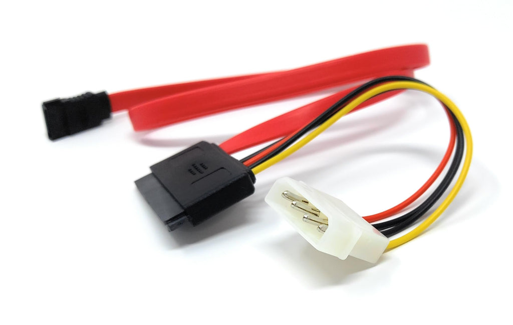 SATA to Molex Combo Cable - 7-Pin SATA Data, 15-Pin SATA Power, 4-Pin Molex Connector for Hard Drives