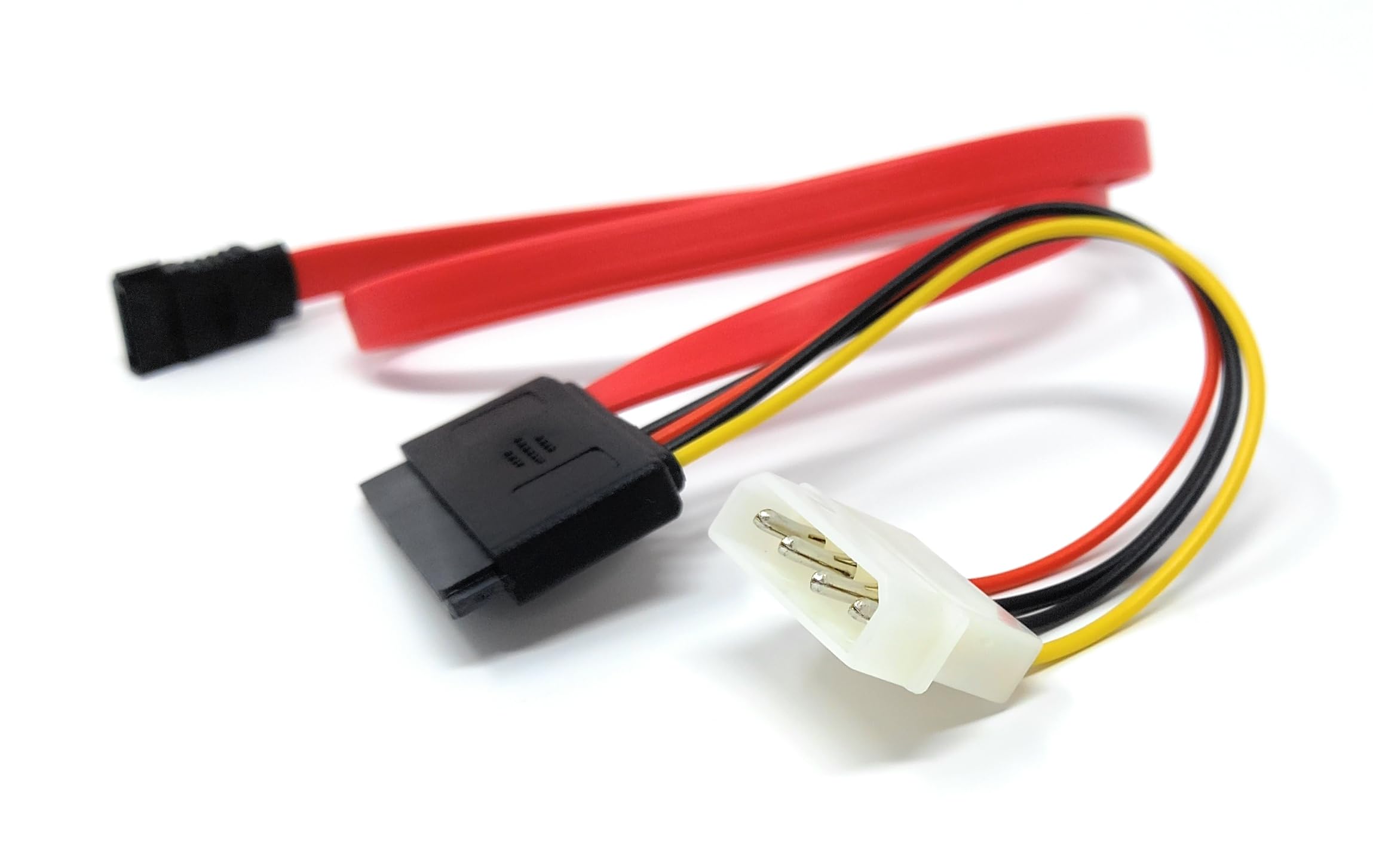 SATA to Molex Combo Cable - 7-Pin SATA Data, 15-Pin SATA Power, 4-Pin Molex Connector for Hard Drives