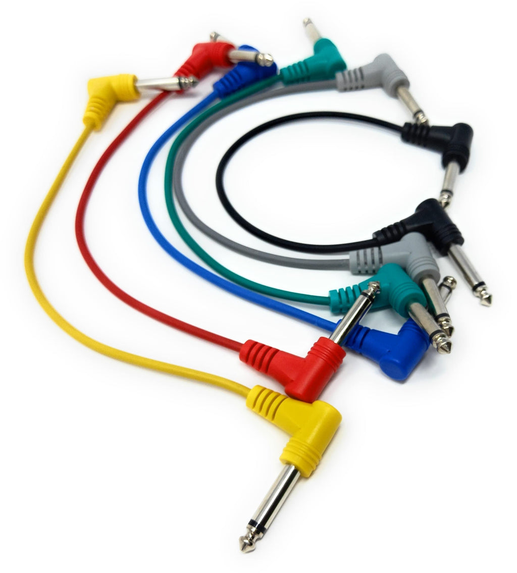 6 Pack 6.35mm Male to Male Guitar Patch Cable Noiseless Effects Pedal Mixing Desk Screened Lead (6 Colors)