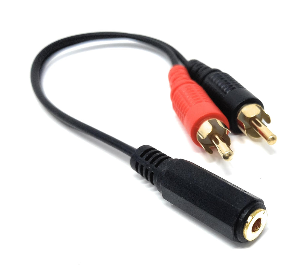 DRUT 20cm 3.5mm Stereo Jack Socket to 2 x RCA Phono Plugs Adapter Cable Splitter Audio Lead