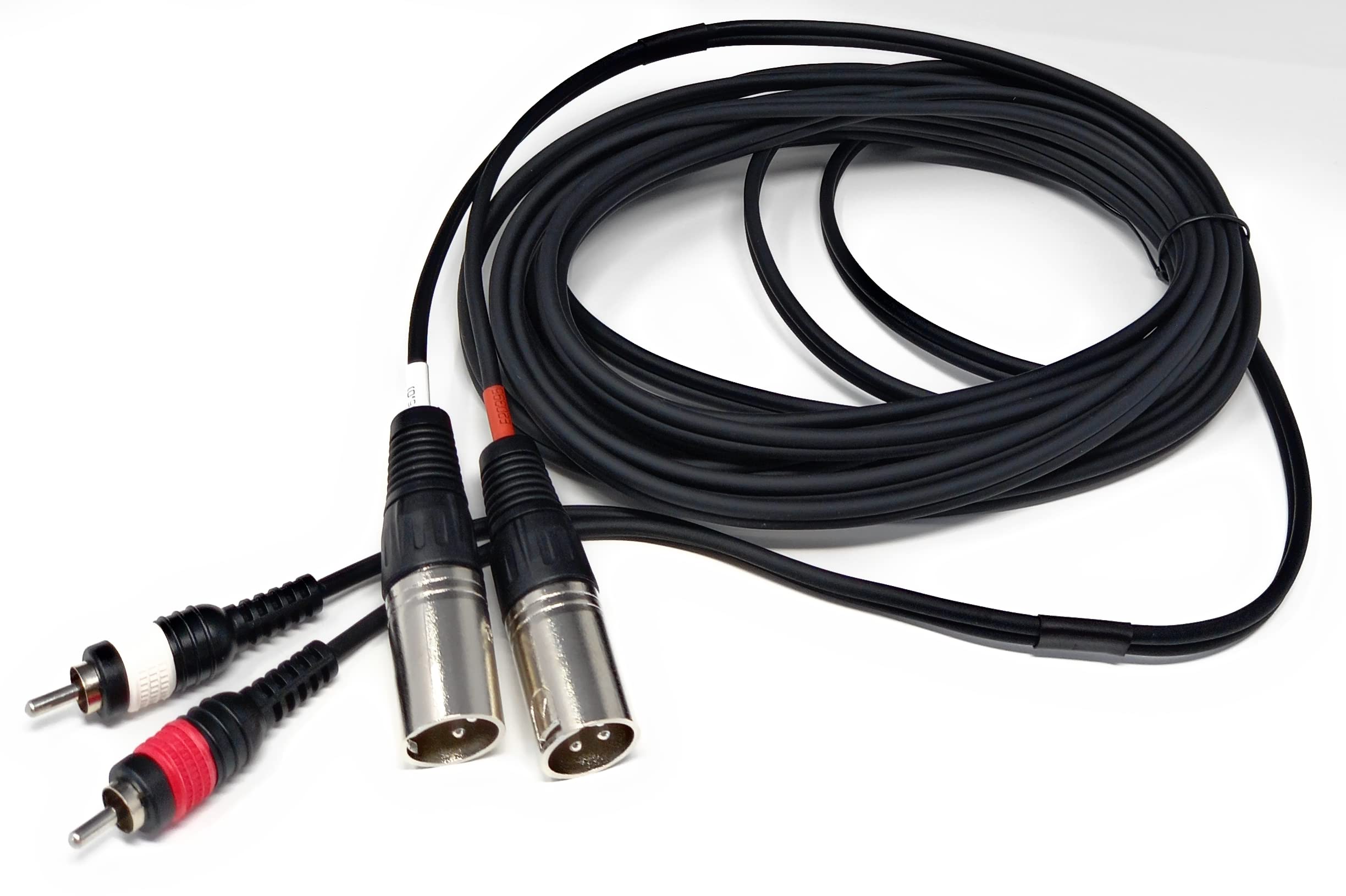 DRUT Twin XLR 3 Pin Plugs to 2 x RCA Phono Plugs Lead Audio Shielded Cable