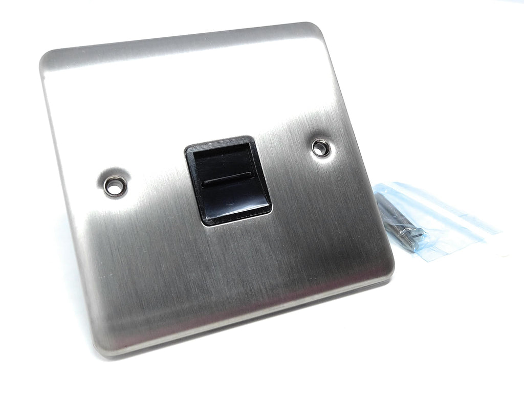 Single BT Telephone Secondary Slave Socket Faceplate, Stainless Steel Plate, Screws Included