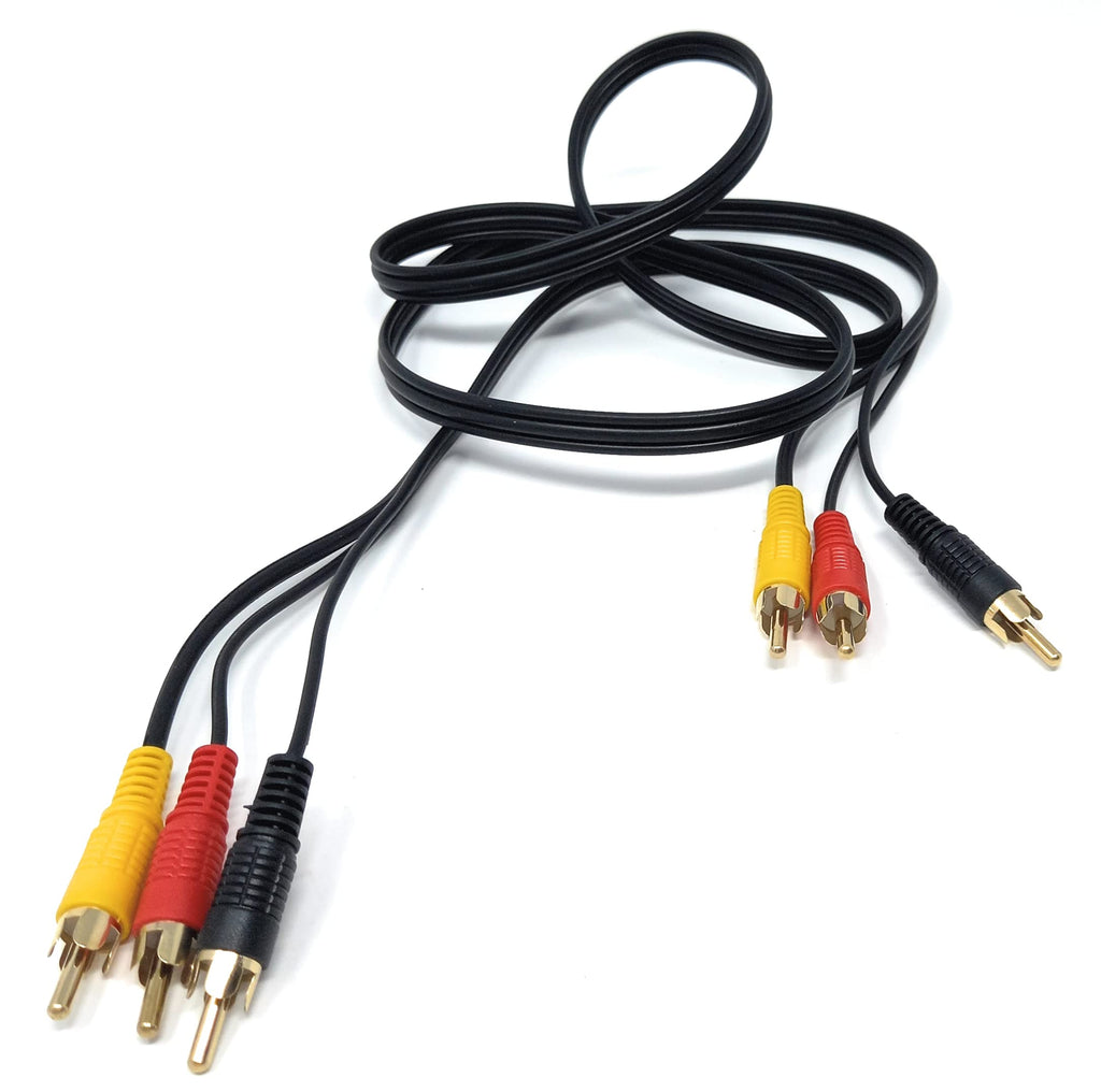 DRUT 3 RCA to 3 RCA Phono Male Plug Triple Jack Cable AV Audio Video Composite Lead