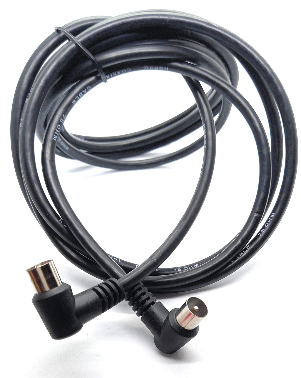 DRUT TV RF Right Angle 90' Male Plug to Male Plug Coaxial TV Freeview Cable Lead 75 Ohm