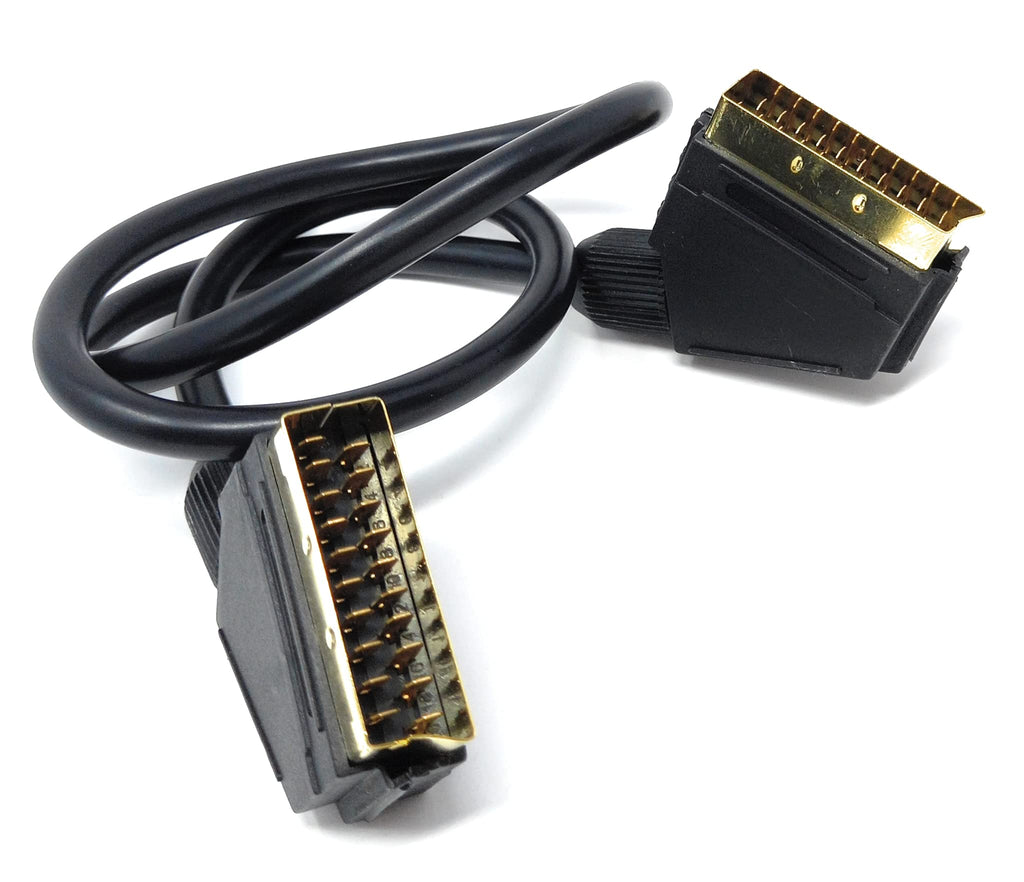 DRUT Scart to Scart Cable Lead, 21 Pin Male to Male (Plug to Plug) RGB Cord for TV, VCR, DVD Player Gold Plated
