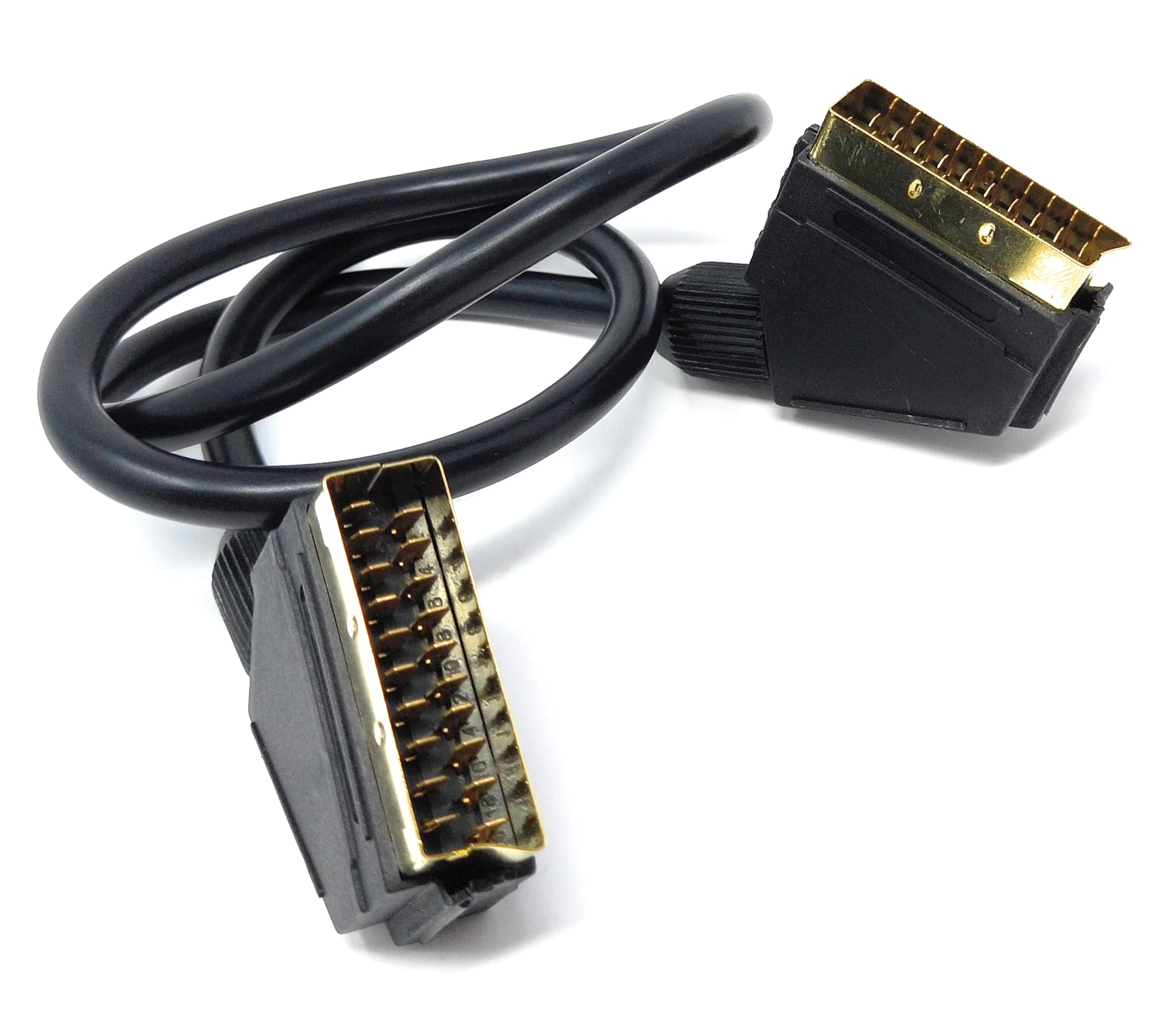 DRUT Scart to Scart Cable Lead, 21 Pin Male to Male (Plug to Plug) RGB Cord for TV, VCR, DVD Player Gold Plated