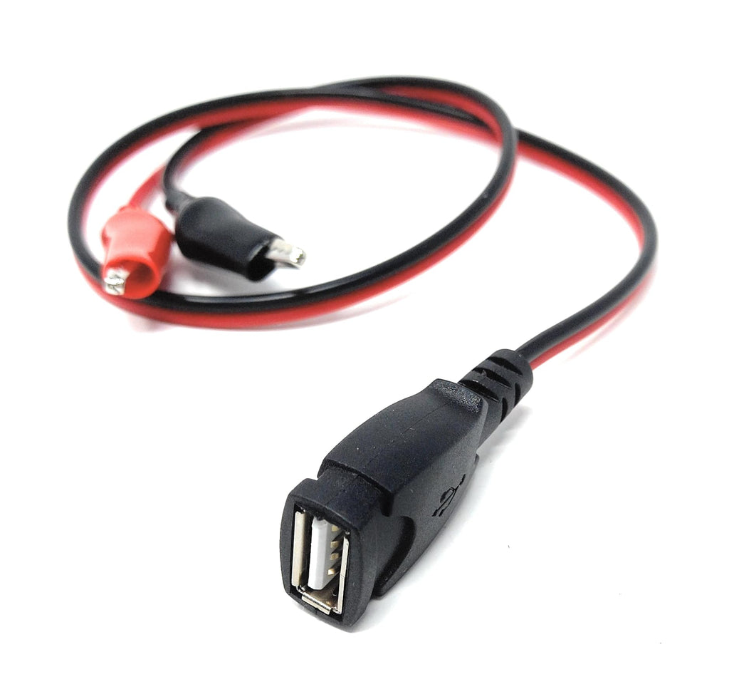 DRUT 50cm USB A Female Socket to Dual Crocodile Clip Power Connection Extension Test Cable 1.6ft