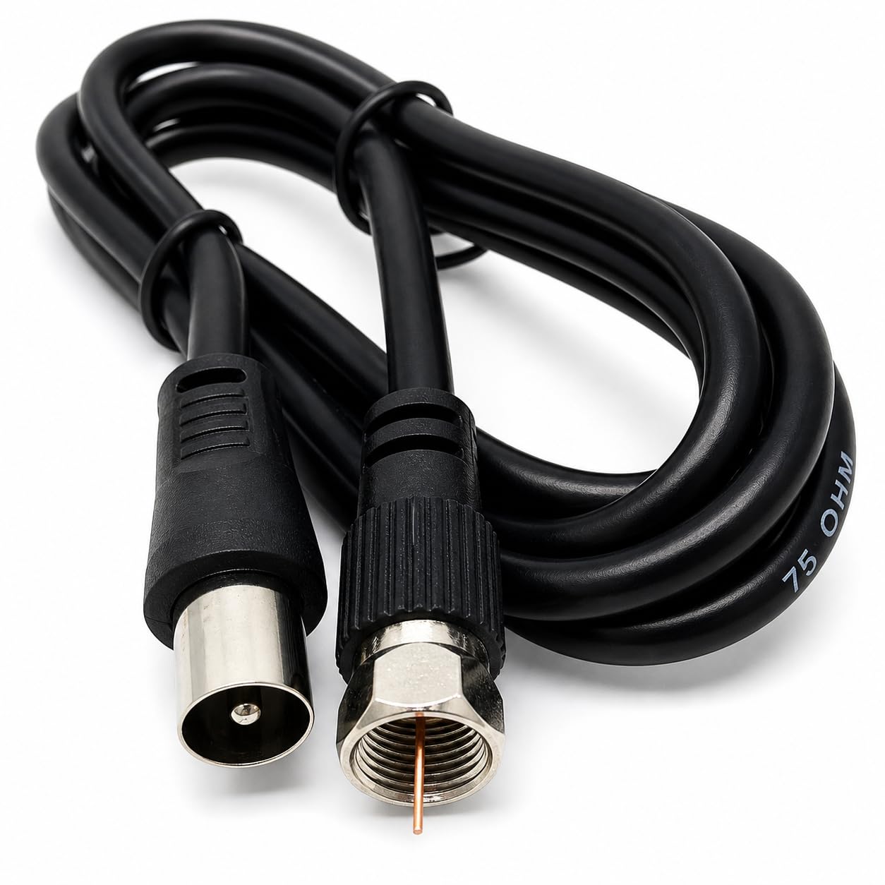 DRUT RF TV Aerial Male to F Type Connector Male Plug Coaxial Coax Cable, Lead, 75 Ohm, 3C-2V