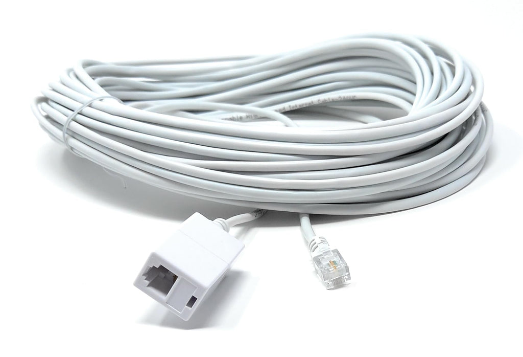 DRUT RJ11 to RJ11 ADSL 2+ Male to Male Cable with Female Coupler, BT Telephone, Broadband, Modem Extension Lead, Gold Plated Connectors