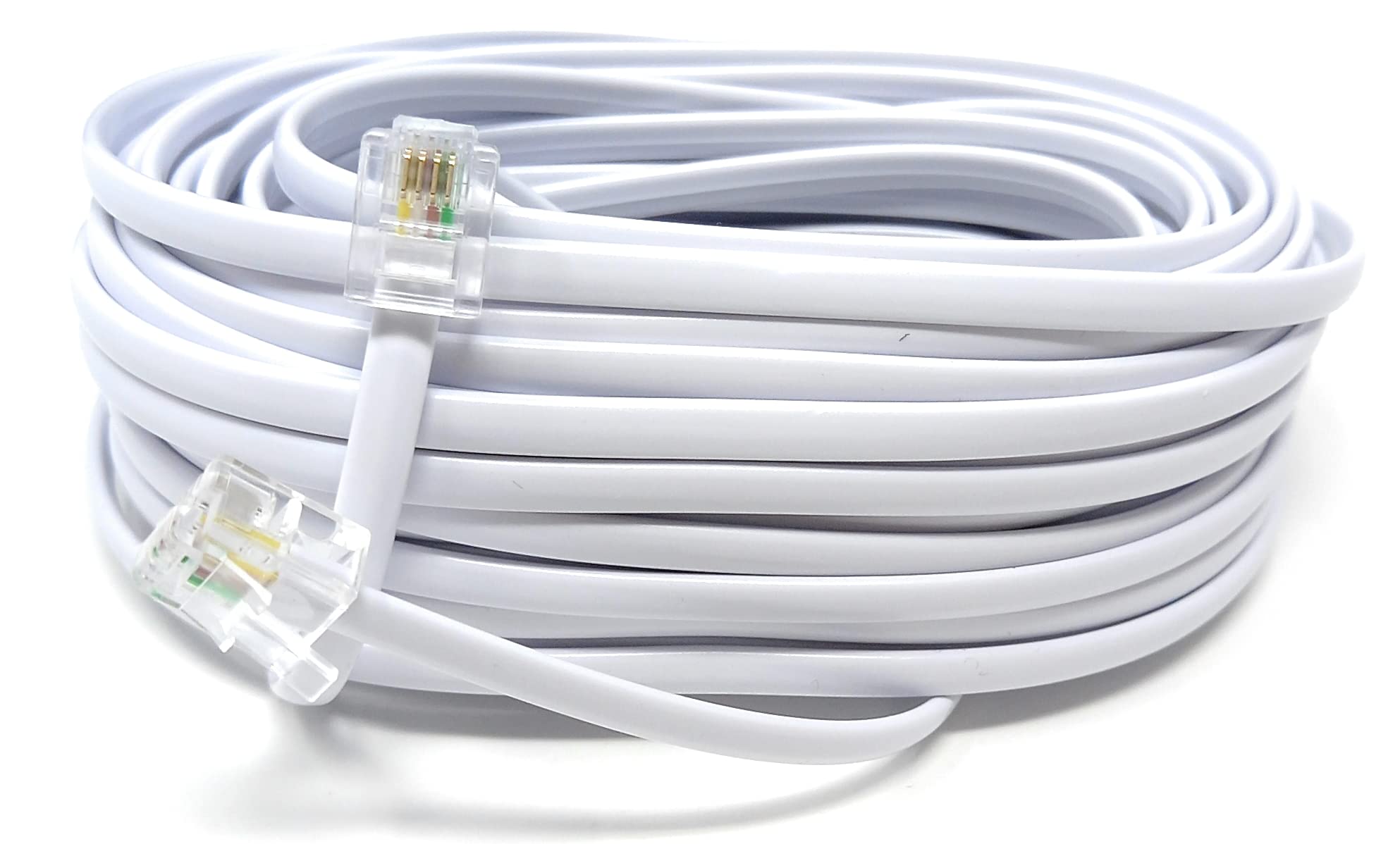 DRUT RJ11 to RJ11 Telephone Landline Cable ADSL (6P4C) Flat Lead High Speed BT Internet Broadband Male to Male Router, Modem, Phone Extension Wire