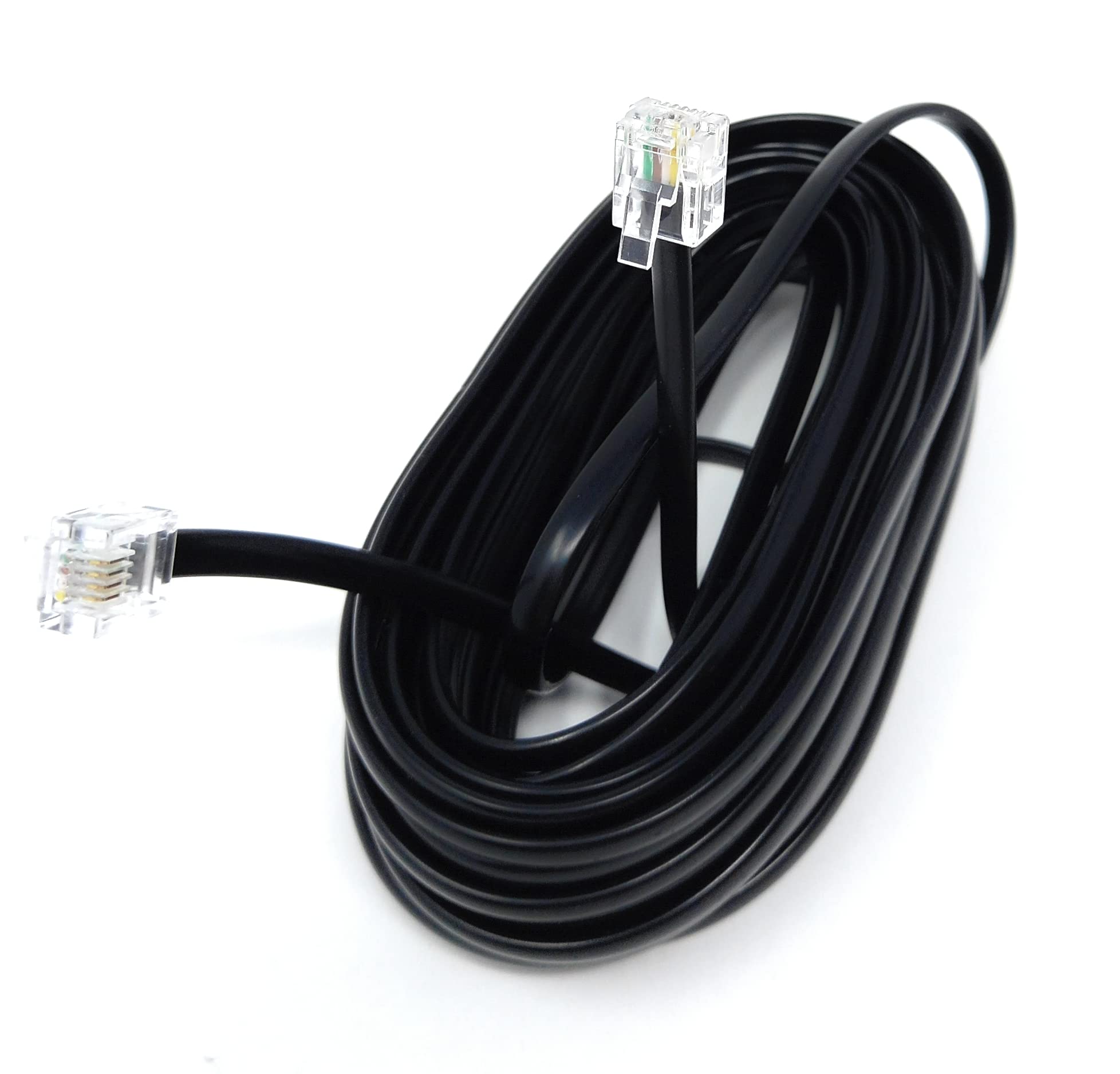DRUT RJ11 to RJ11 Telephone Landline Cable ADSL (6P4C) Flat Lead High Speed BT Internet Broadband Male to Male Router, Modem, Phone Extension Wire
