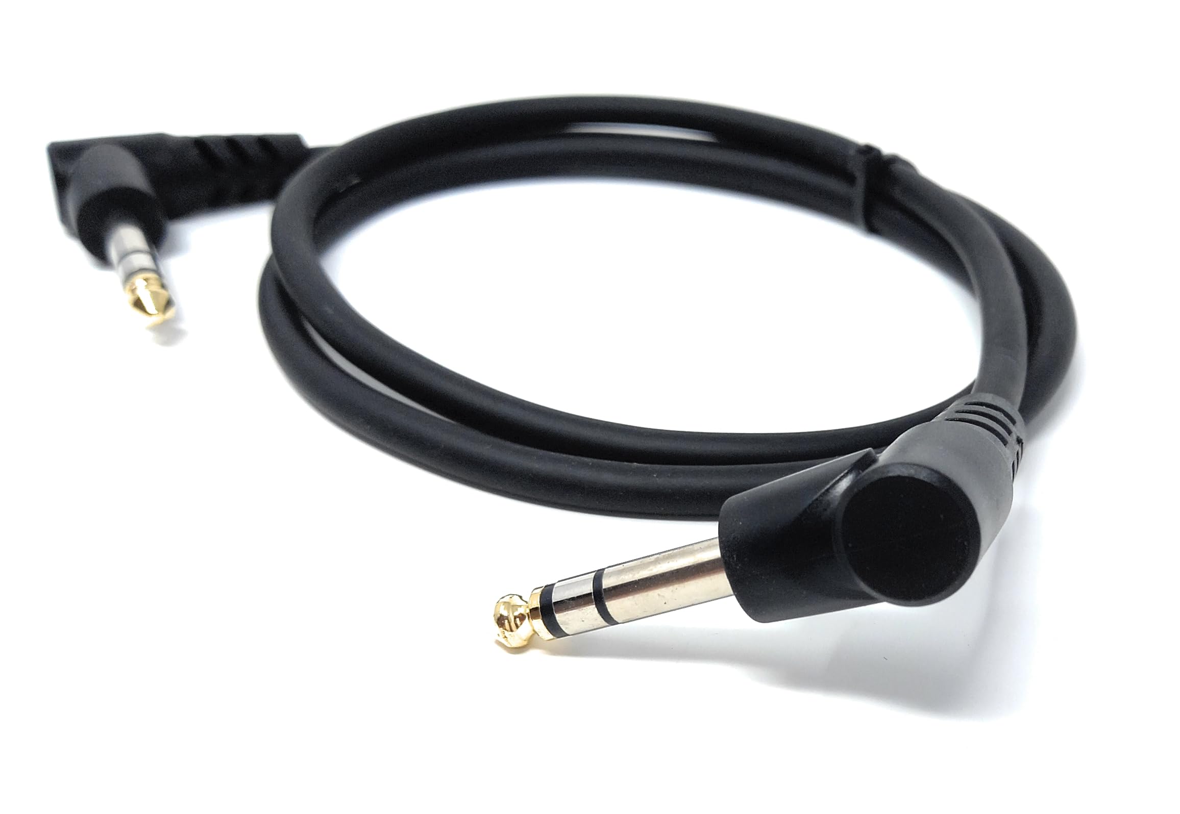 6.35mm 1/4" TRS Stereo Jack to Jack Plug, Dual Right Angle Patch Cable Lead for Headphones Amplifiers, Music Instruments, Live Events, DJ