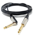DRUT 6.35mm 1/4'' Right Angle MONO Male to Male Jack Cable Compatible with Guitar/Amp/Speaker Low Noise Lead Gold Connectors
