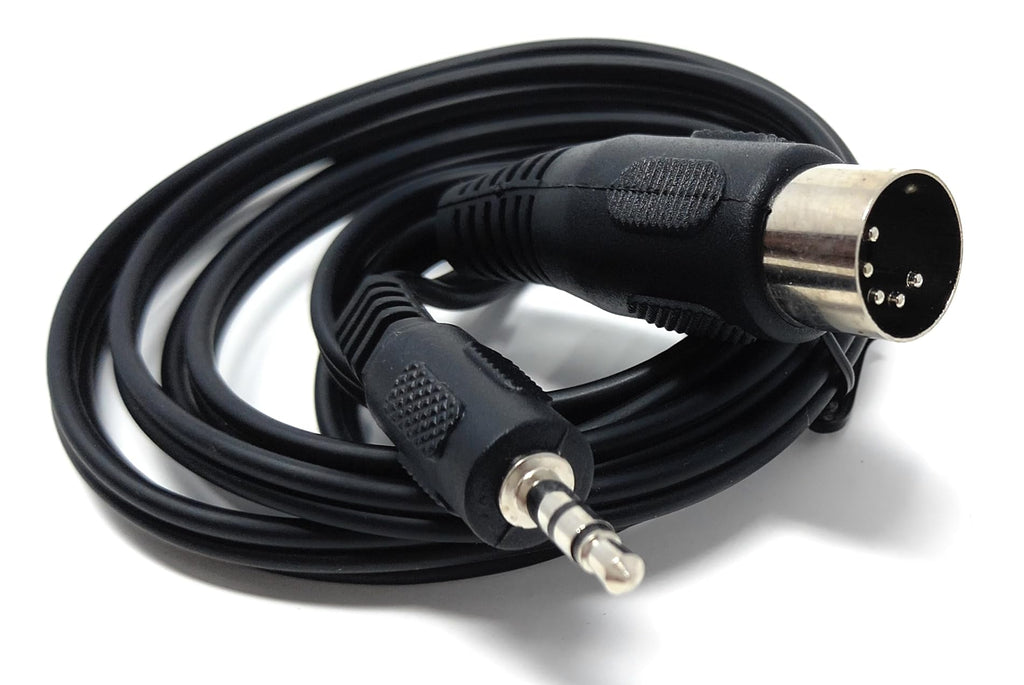 DRUT 3.5mm Stereo Jack Plug to 5 Pin Midi Din Male AUX Audio Cable, Midi Pins 2, 3, 5 are Connected