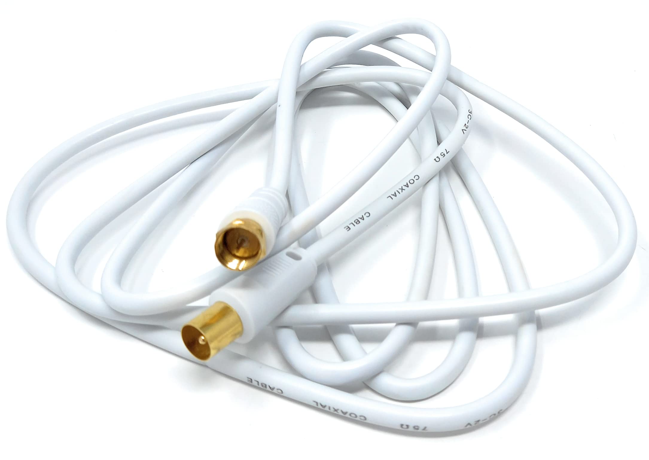 DRUT RF TV Aerial Male to F Type Connector Male Plug Coaxial Coax Cable, Lead, 75 Ohm, 3C-2V