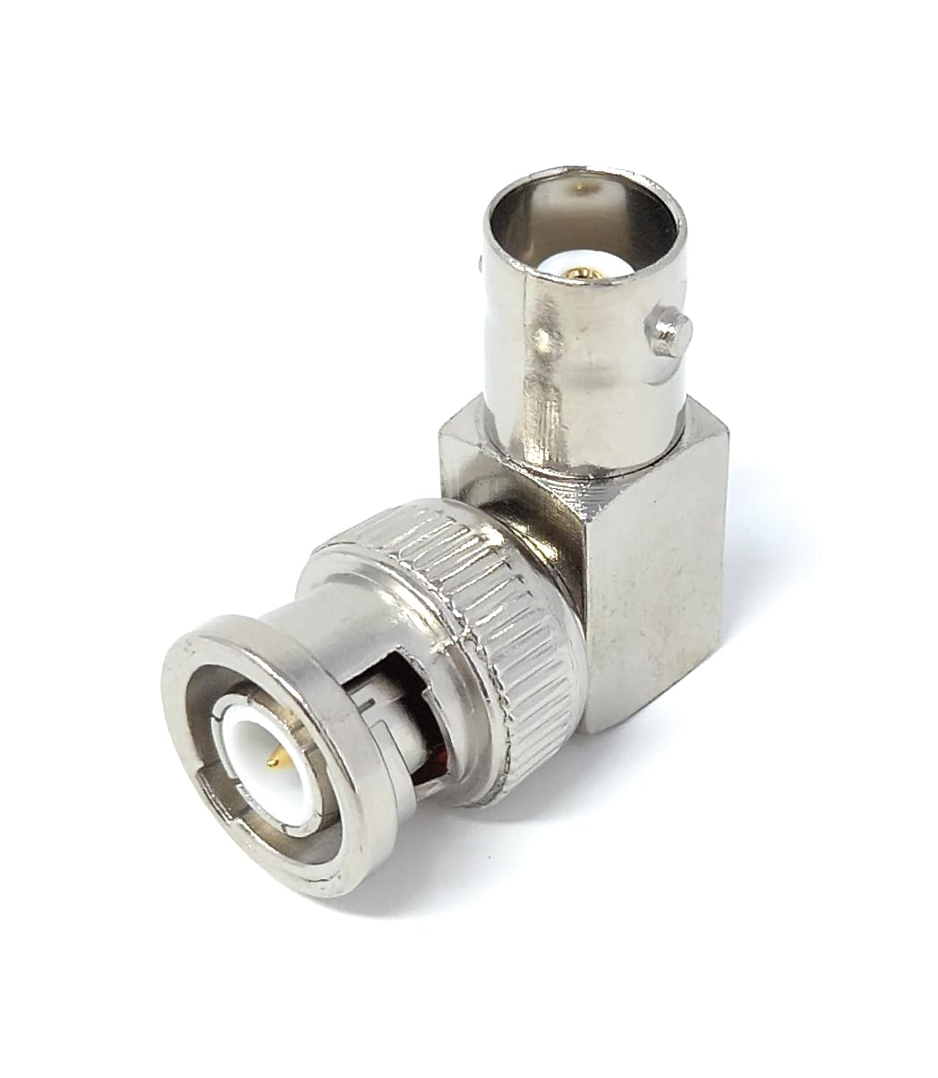 DRUT BNC Male to Female Socket to Plug Right Angled Adapter for CCTV Camera Cable Lead