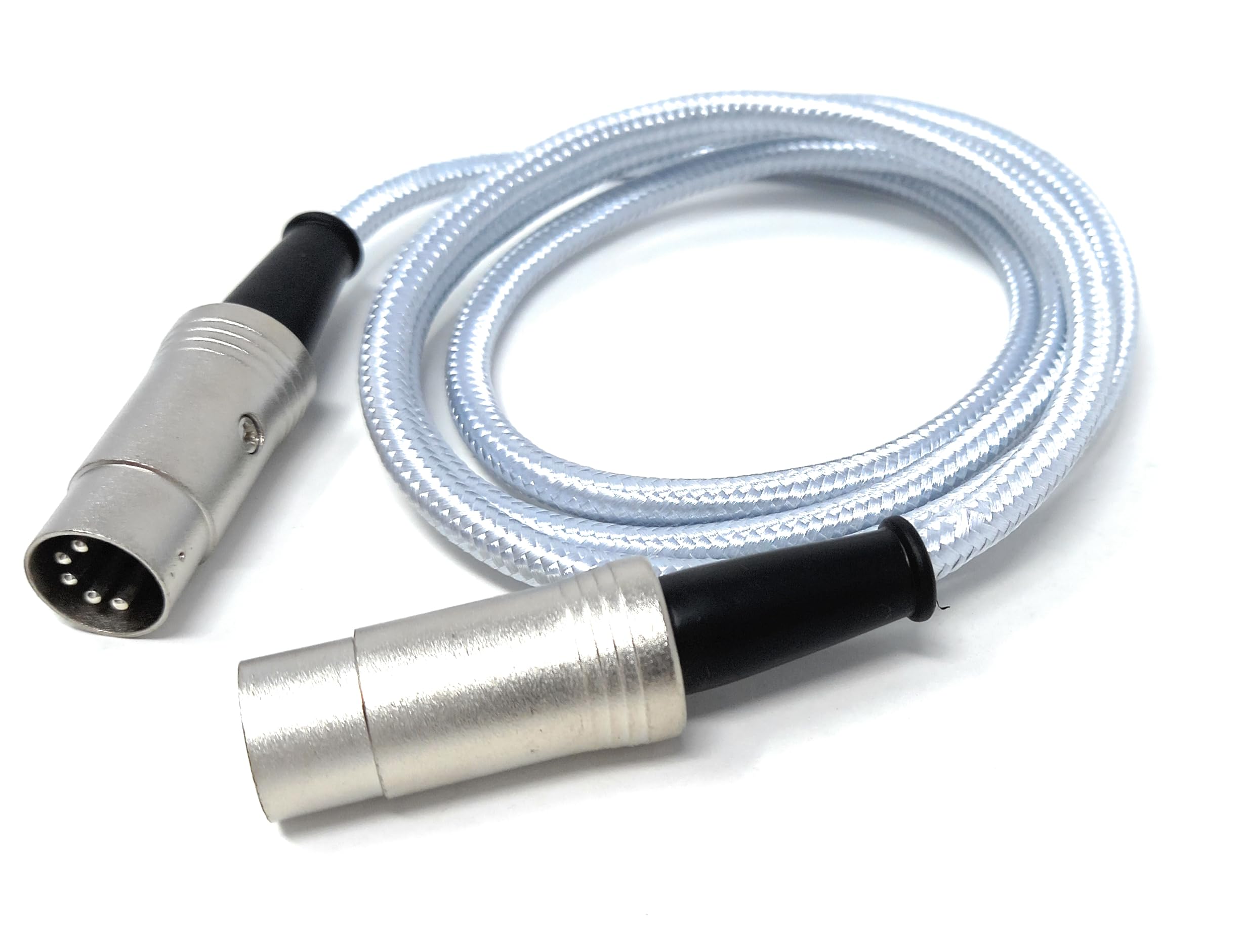 DRUT MIDI 5 Pin DIN Braided Screened Shielded Fully Wired Cable Lead for Midi Audio Equipment, White