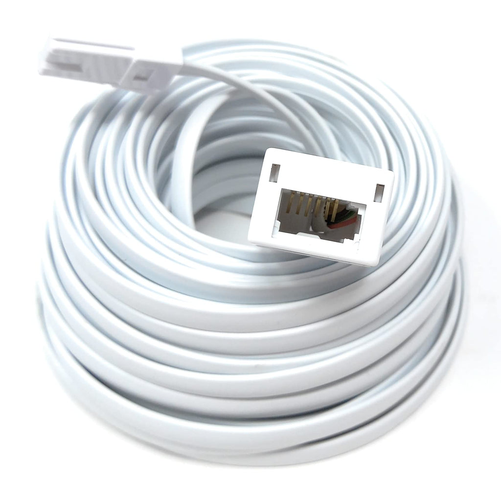 DRUT BT Telephone Flat Extension Cable (631a) 28AWG Lead Wire, 6 Pin Core, BT Male to BT Female, Jack to Socket