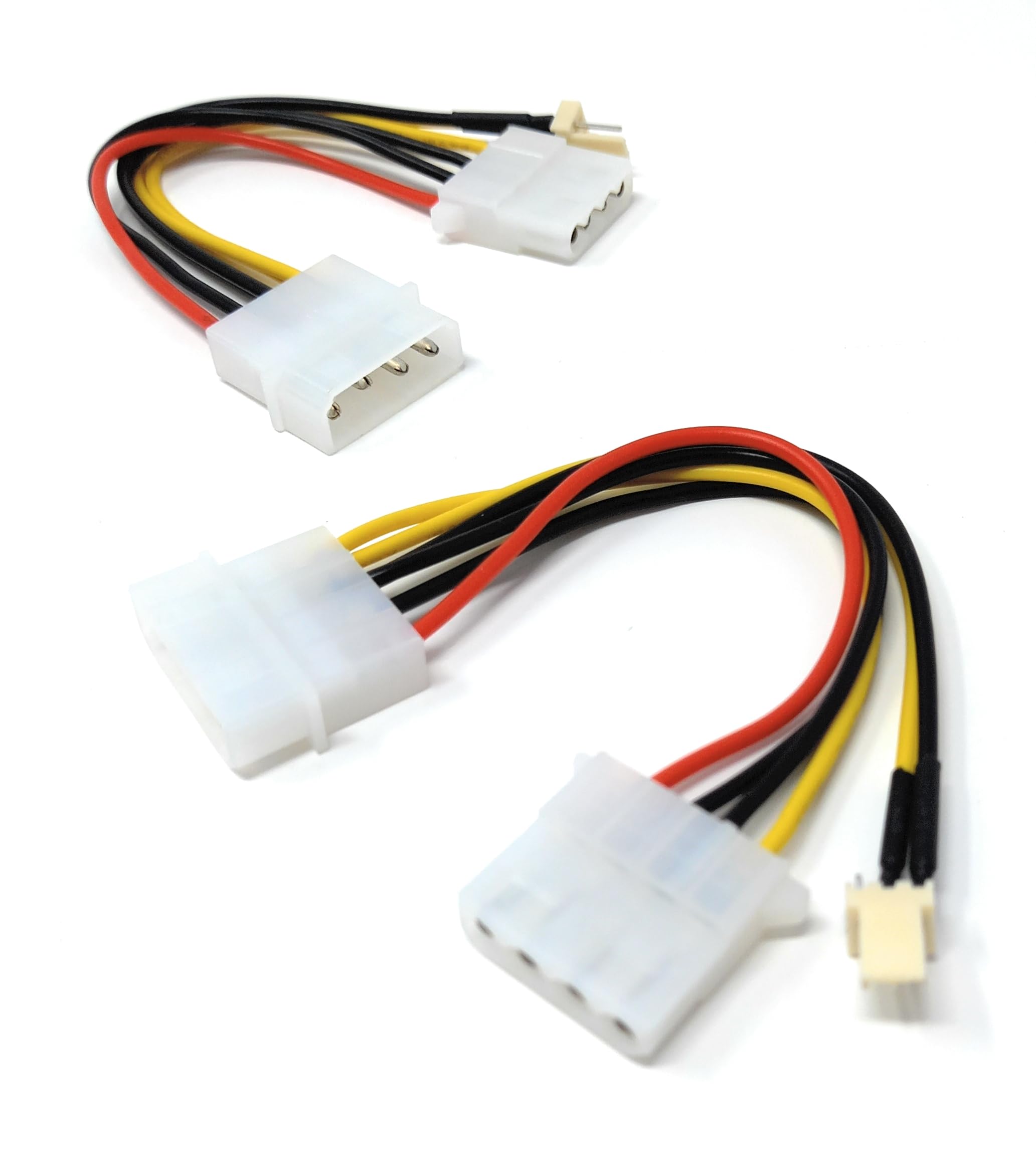 DRUT 4 Pin Molex Male to 4 Pin Molex Female With 3 Pin Fan Extension Power Adapter Cable 15cm Lead
