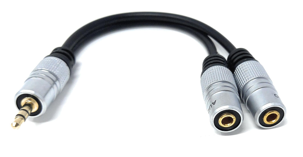 DRUT 15cm 3.5mm Headphone Splitter Jack Male to 2 x Dual Socket Female Cable Lead Audio Stereo Y-Splitter AUX Adapter