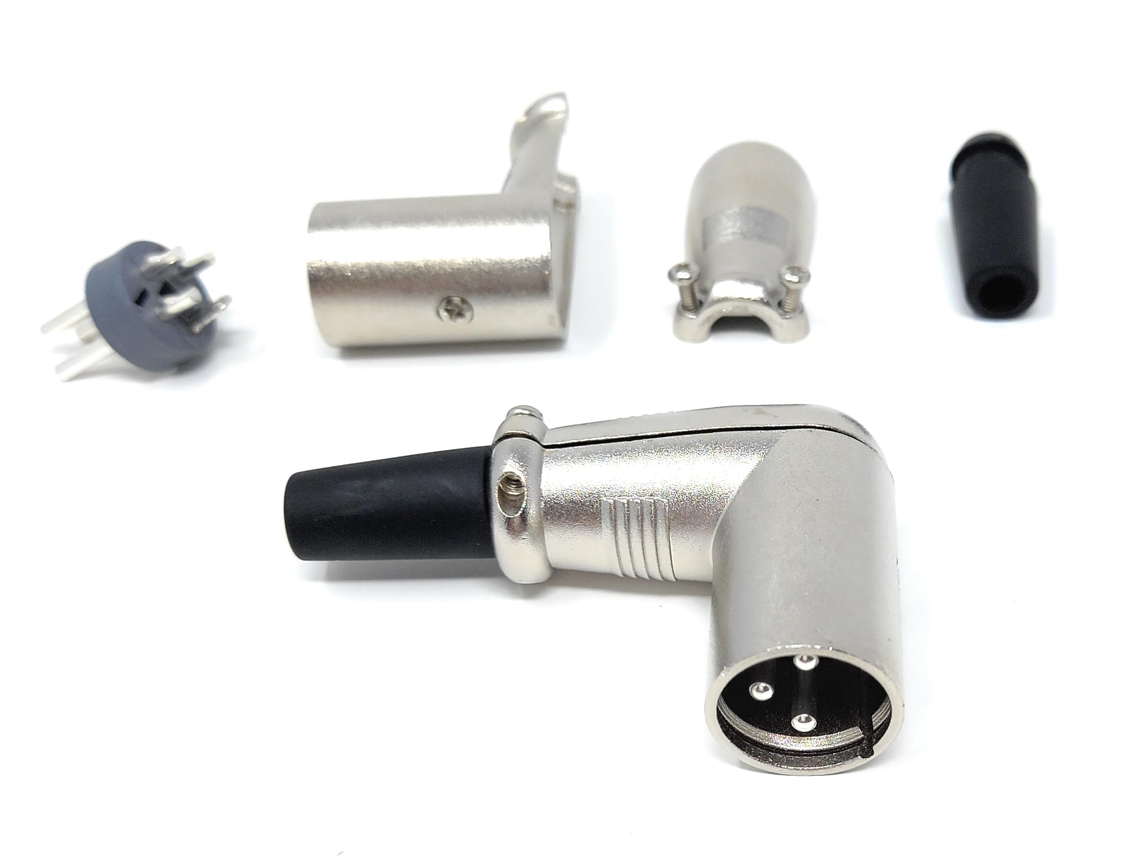 DRUT XLR 3-Pole Right Angle Plug – 90 Degree XLR Male Connector – Solder-Type Audio Adapter for Microphones, Mixers, Studio, PA Systems, Stage Gear, Balanced Cable Builds
