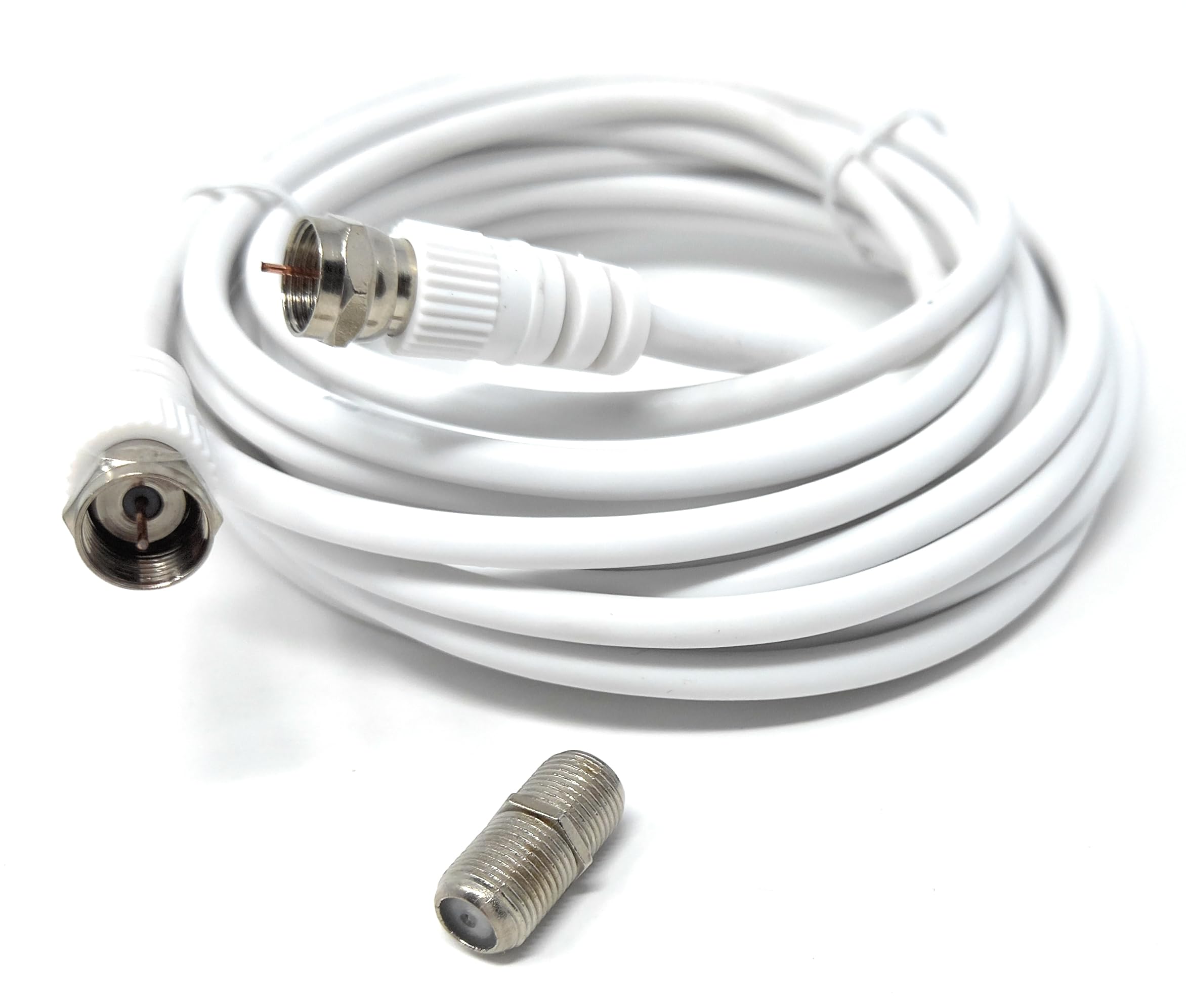 DRUT F-Type Connector TV RG6 Cable With (F-Type Female Coupler) Compatible With STB, Dish TV, Satellite, Antenna Coax Cable Lead