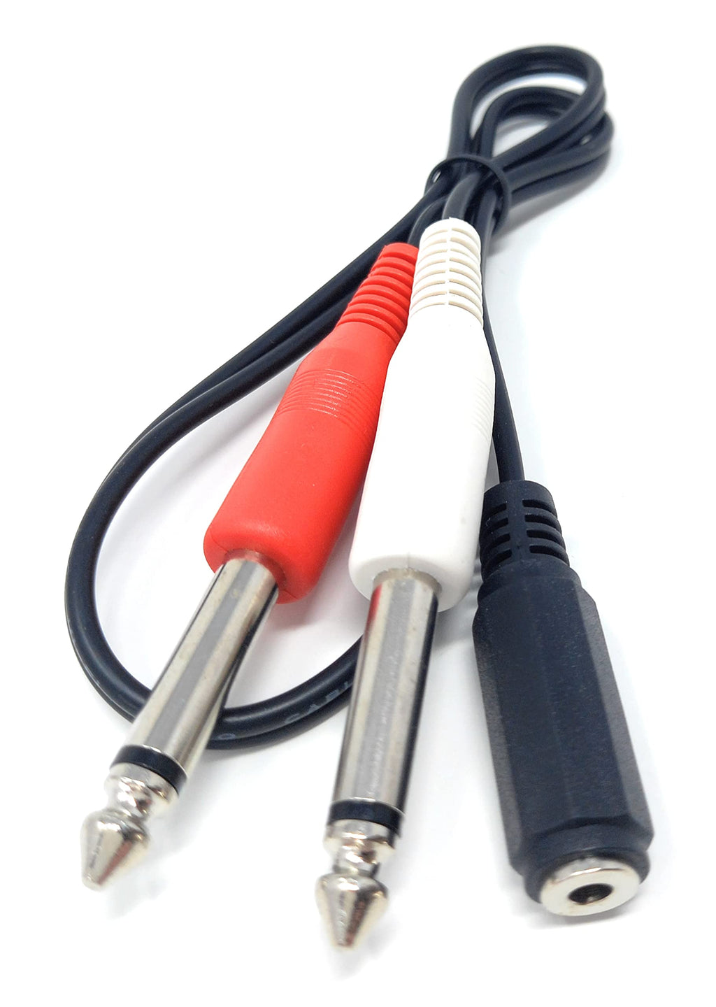 DRUT 50cm short 3.5mm Stereo Socket to Twin 6.35mm Mono Jack Plugs, 1 Female to 2 Male 1.6ft