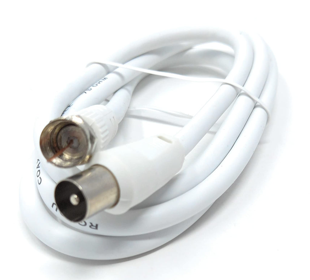 DRUT RF TV Aerial Male to F Type Connector Male Plug Coaxial Coax Cable, Lead, 75 Ohm, 3C-2V