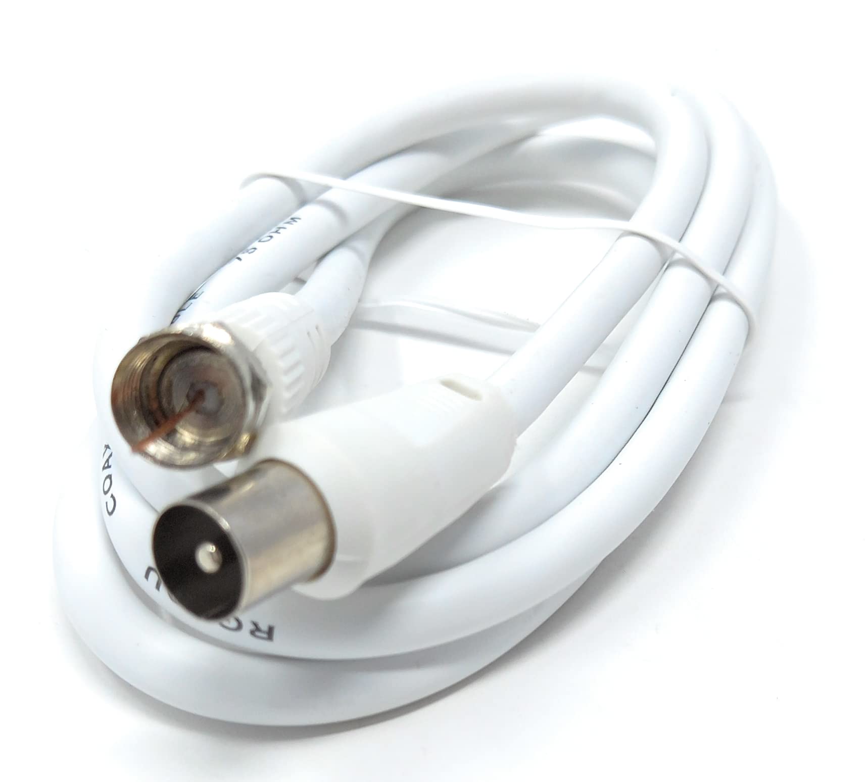 DRUT RF TV Aerial Male to F Type Connector Male Plug Coaxial Coax Cable, Lead, 75 Ohm, 3C-2V